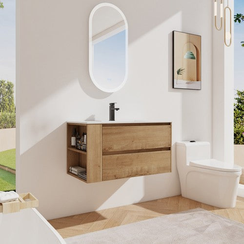 Plywood Imitative Oak Bathroom Vanity Imitative Oak 2
