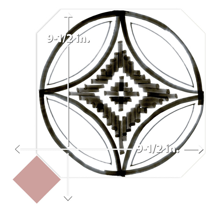 Vaudeville Porcelain Octagon Deco Sombra with Taco Pink Tile Matte 9