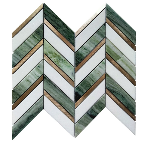 Bardiglio, Calacatta & Gold Metal Marble Mosaic Polished 1