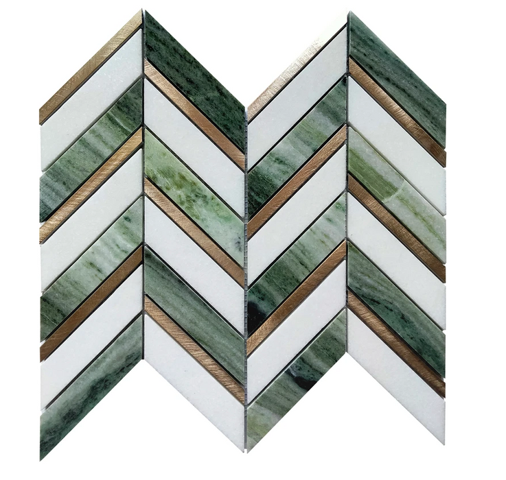 Bardiglio, Calacatta & Gold Metal Marble Mosaic Polished 1