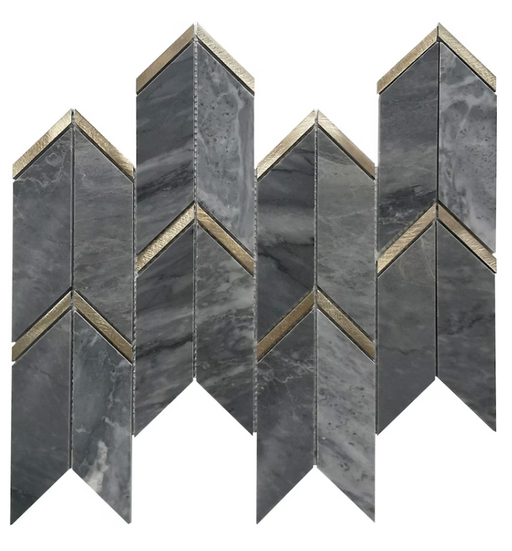 Bardiglio Nuvolato & Gold Marble Mosaic Polished 1