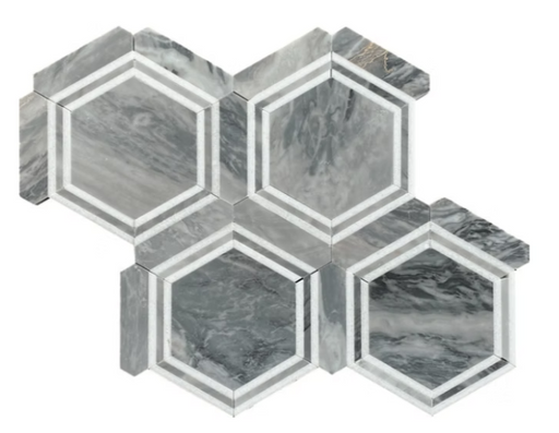 Bardiglio Nuvolato & Thassos White Marble Mosaic Polished 1