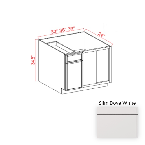 Slim Shaker Style Wood Dove White Corner Blind Base Cabinet Dove White 1