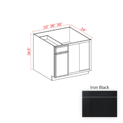 Slim Shaker Style Wood Iron Black Corner Blind Base Cabinet Iron Black 1