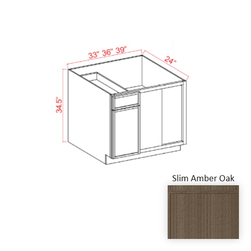 Slim Shaker Style Wood Amber Oak Corner Blind Base Cabinet Slim Amber Oak 1
