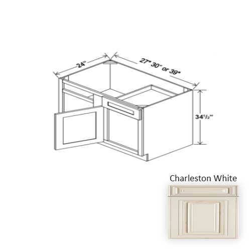 Classic Style Wood Charleston White Corner Blind Base Cabinet Charleston White 1