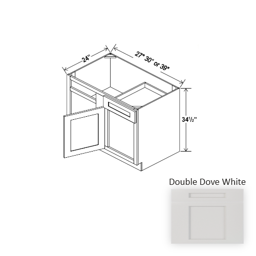 Double Shaker Style Wood Dove White Corner Blind Base Cabinet Dove White 1