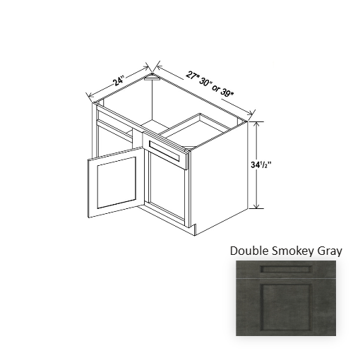 Double Shaker Style Wood Smokey Gray Corner Blind Base Cabinet Smokey Gray 1