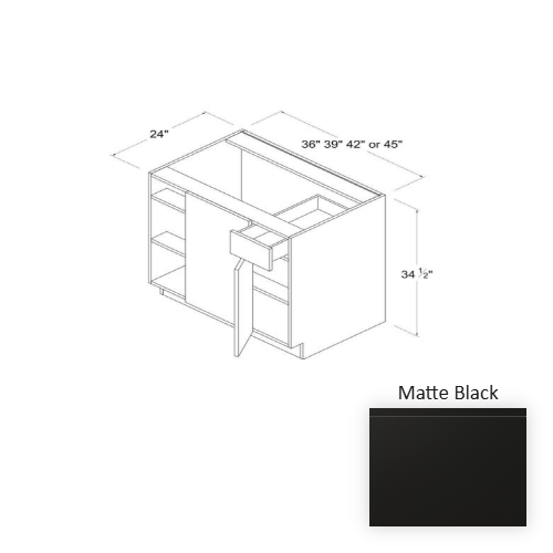 Frameless European Style Wood Matte Black Corner Blind Base Cabinet Matte Black 1