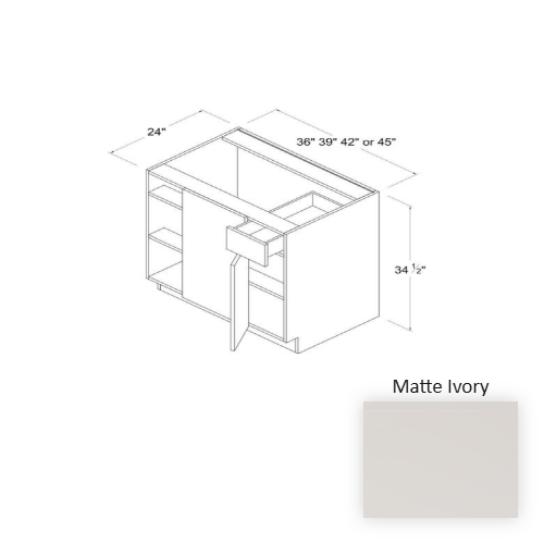 Frameless European Style Wood Matte Ivory Corner Blind Base Cabinet Matte Ivory 1