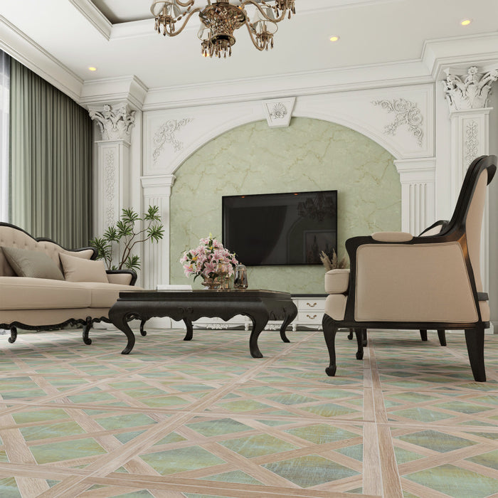 Fusione Porcelain Intarsio Green Tile Matte 6