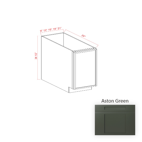 Slim Shaker Style Wood Aston Green Base Cabinet Aston Green 1