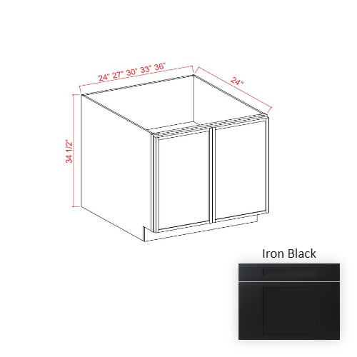 Slim Shaker Style Wood Iron Black Base Cabinet Iron Black 1