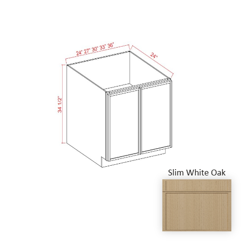 Slim Shaker Style Wood White Oak Base Cabinet White Oak 1