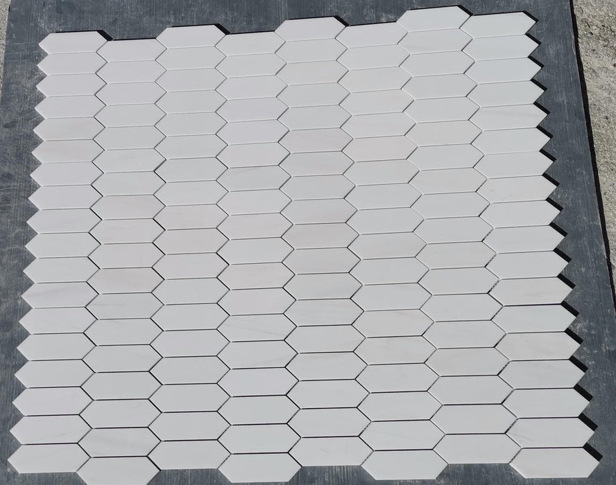 Bianco Dolomite Marble Mosaic - 2" x 6' Picket Fence Honed