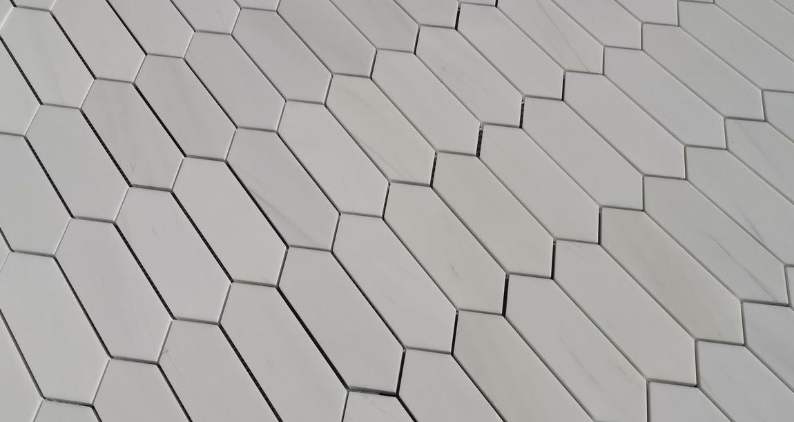 Bianco Dolomite Marble Mosaic - 2" x 6" Picket Fence