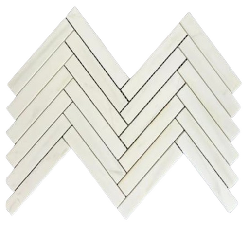 Bianco Dolomite Marble Mosaic - 3 1/2" x 6" Herringbone Polished
