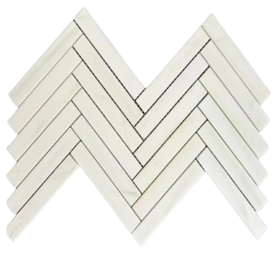 Bianco Dolomite Marble Mosaic - 3 1/2" x 6" Herringbone Polished