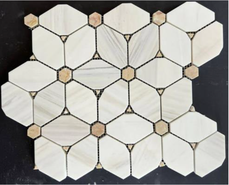 Bianco Dolomite Marble Mosaic - Moda with Crema Dots Polished
