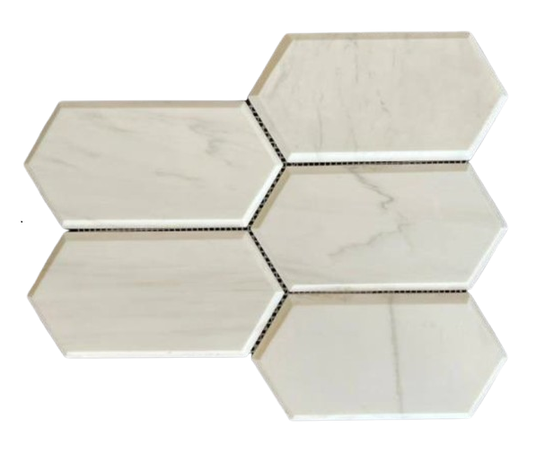 Bianco Dolomite Polished Marble Mosaic - 4" x 7 1/2" Picket Fence