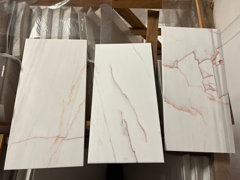 Polished Bianco Dolomiti Rosa Eccellente Marble Tile - 12" x 24"