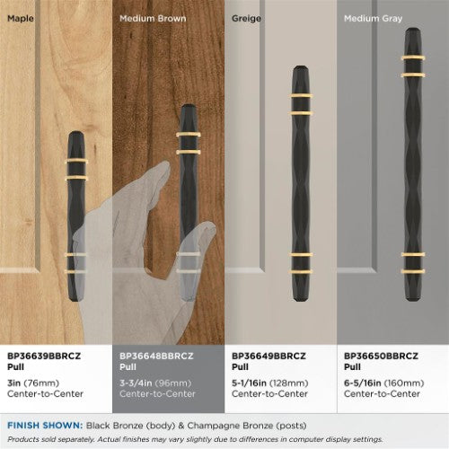 London Zinc Black Bronze / Champagne Bronze Cabinet Pull 29