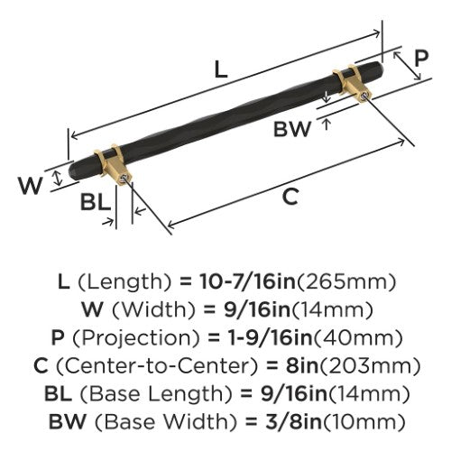London Zinc Black Bronze / Champagne Bronze Cabinet Pull 8