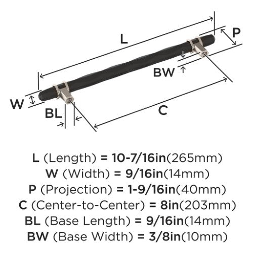 London Zinc Black Bronze / Polished Nickel Cabinet Pull 8