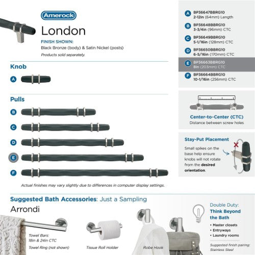 London Zinc Black Bronze / Satin Nickel Cabinet Pull 23