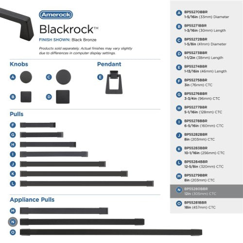 Blackrock Zinc Black Bronze Appliance Pull 14