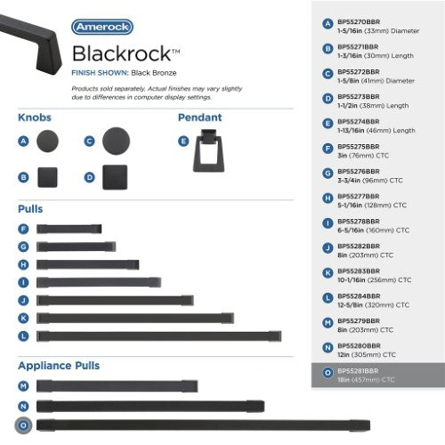 Blackrock Zinc Black Bronze Appliance Pull 15