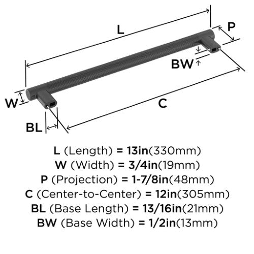 Bronx Zinc & Stainless Steel Black Bronze Appliance Pull 4