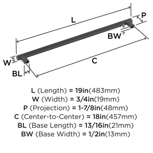 Bronx Zinc & Stainless Steel Black Bronze Appliance Pull 5