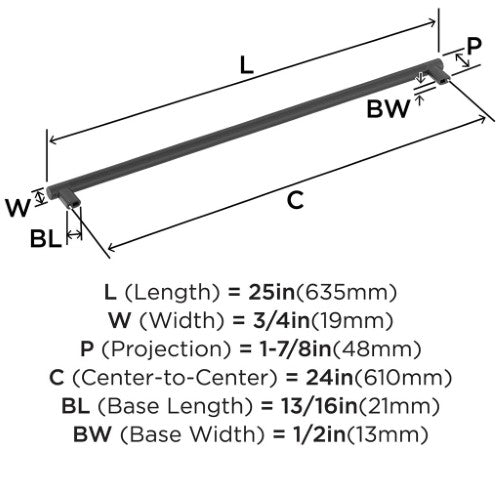 Bronx Zinc & Stainless Steel Black Bronze Appliance Pull 6