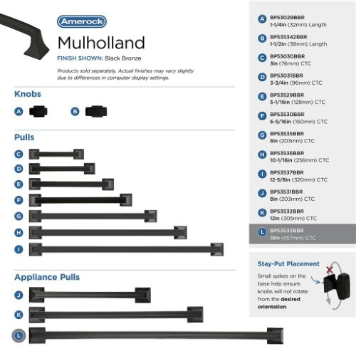 Mulholland Zinc Black Bronze Appliance Pull 10