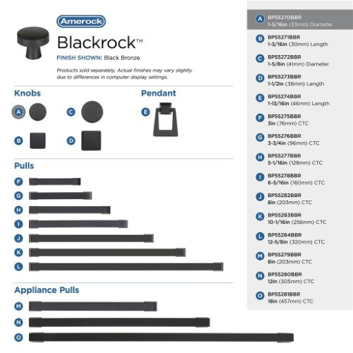 Blackrock Zinc Black Bronze Cabinet Knob 27