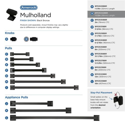 Mulholland Zinc Black Bronze Cabinet Knob 15