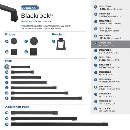 Blackrock Zinc Black Bronze Cabinet Pull 32