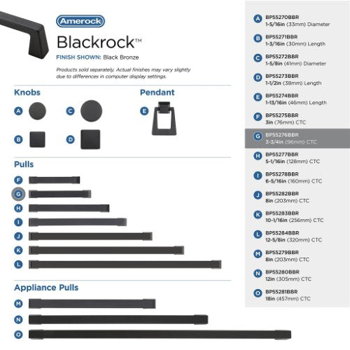 Blackrock Zinc Black Bronze Cabinet Pull 36