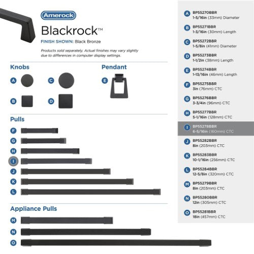 Blackrock Zinc Black Bronze Cabinet Pull 45