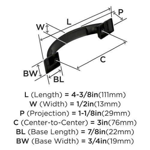 Candler Zinc Black Bronze Cabinet Pull 11