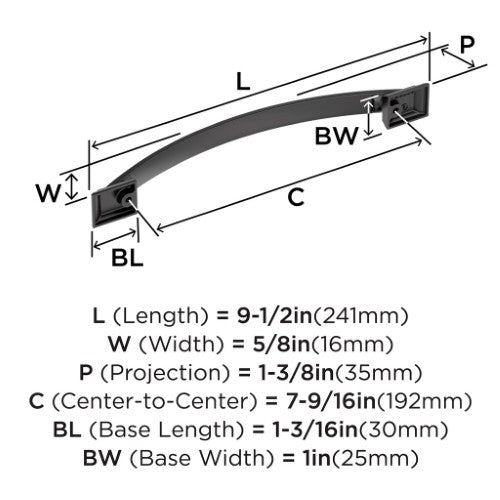 Candler Zinc Black Bronze Cabinet Pull 16