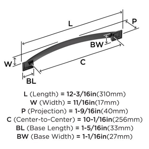Candler Zinc Black Bronze Cabinet Pull 14