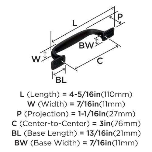 Highland Ridge Zinc Black Bronze Cabinet Pull 9