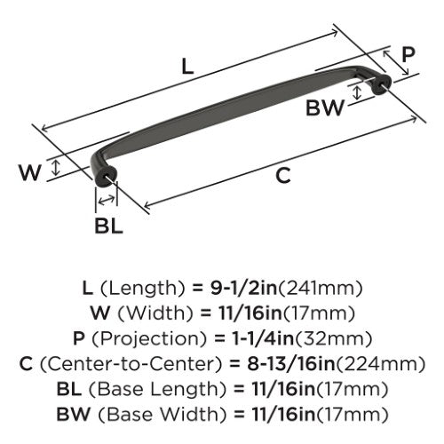 Kane Zinc Black Bronze Cabinet Pull 14