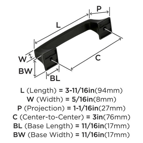 Mulholland Zinc Black Bronze Cabinet Pull 8