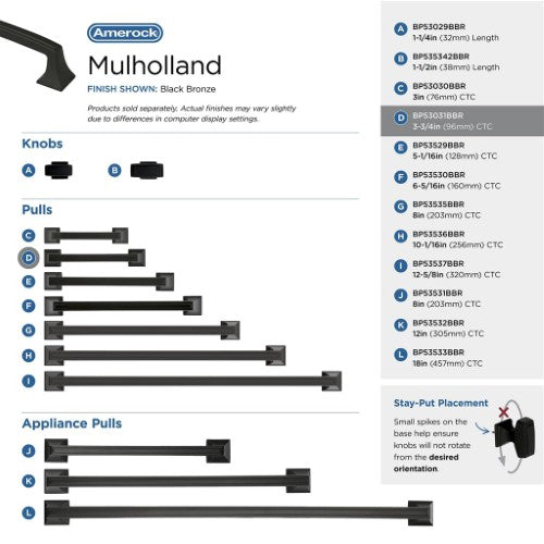 Mulholland Zinc Black Bronze Cabinet Pull 38