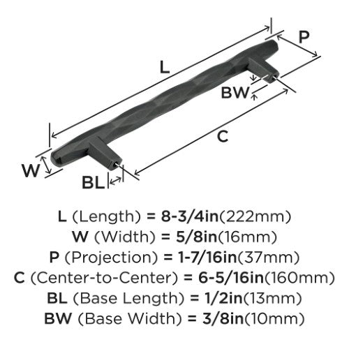 St. Vincent Zinc Black Bronze Cabinet Pull 10
