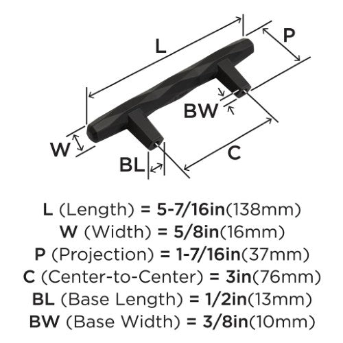 St. Vincent Zinc Black Bronze Cabinet Pull 7