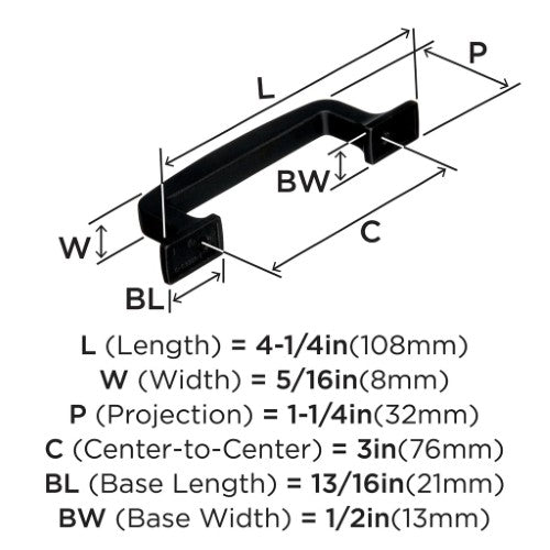 Westerly Zinc Black Bronze Cabinet Pull 9